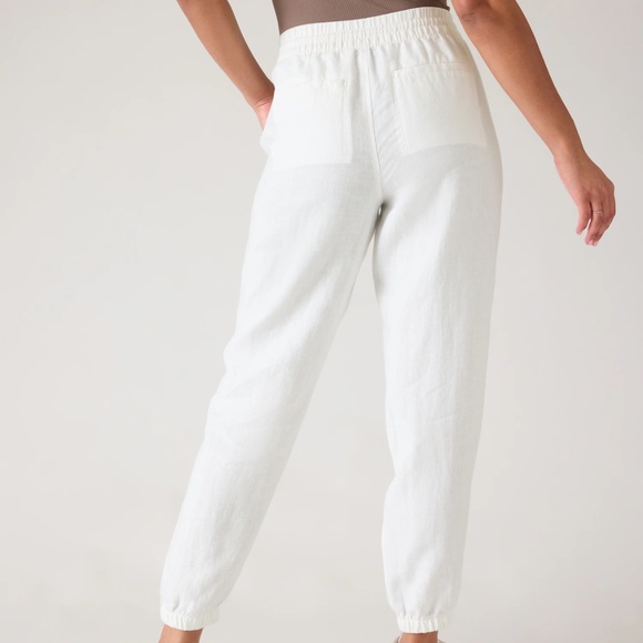 NWT Athleta White Retreat Linen Pants - Picture 2 of 4